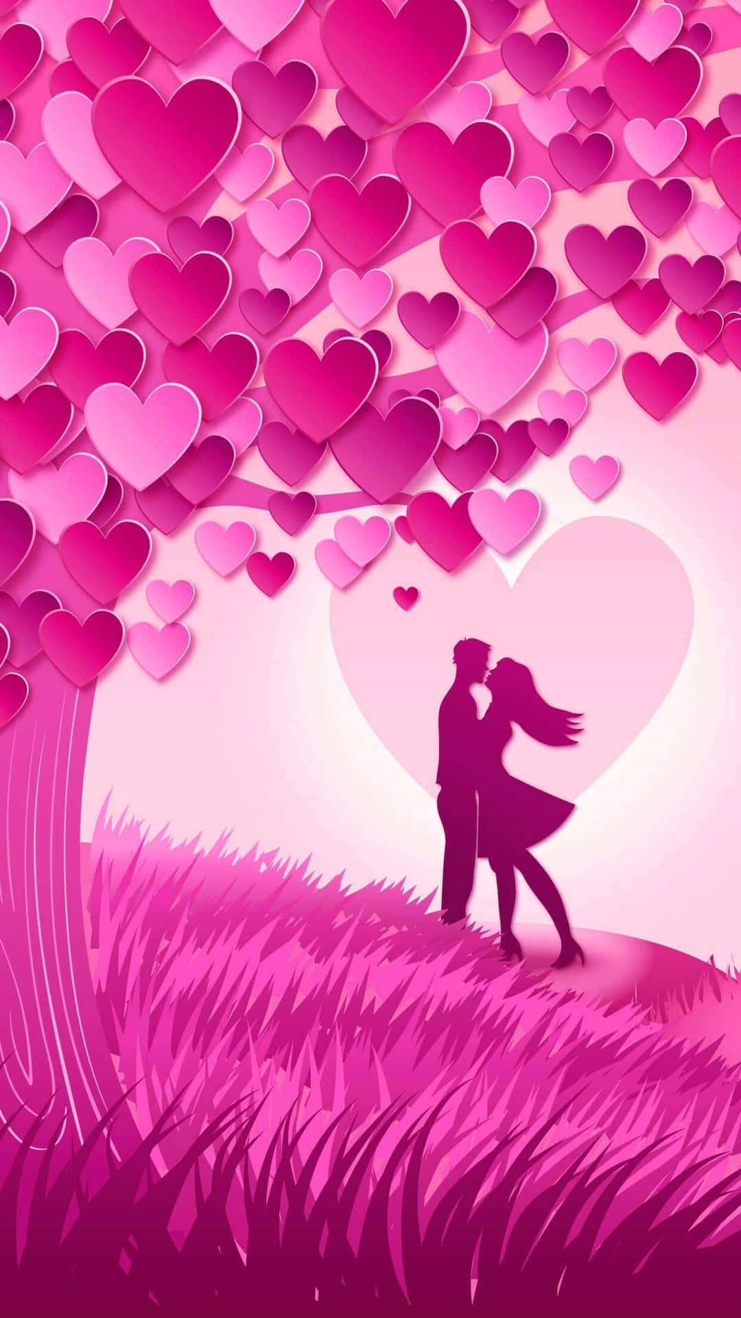 Romantic Heart Symbol Tree Aesthetic Valentine's Day Background