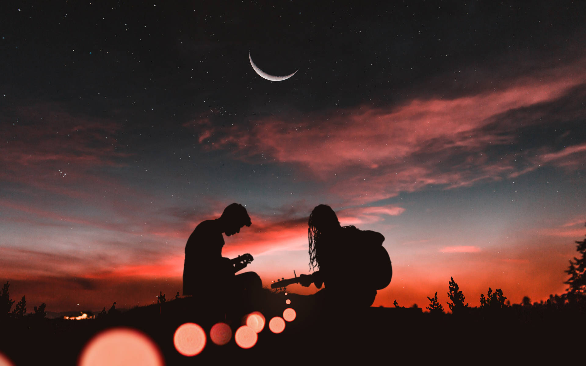 Romantic Jam With The Moon Background