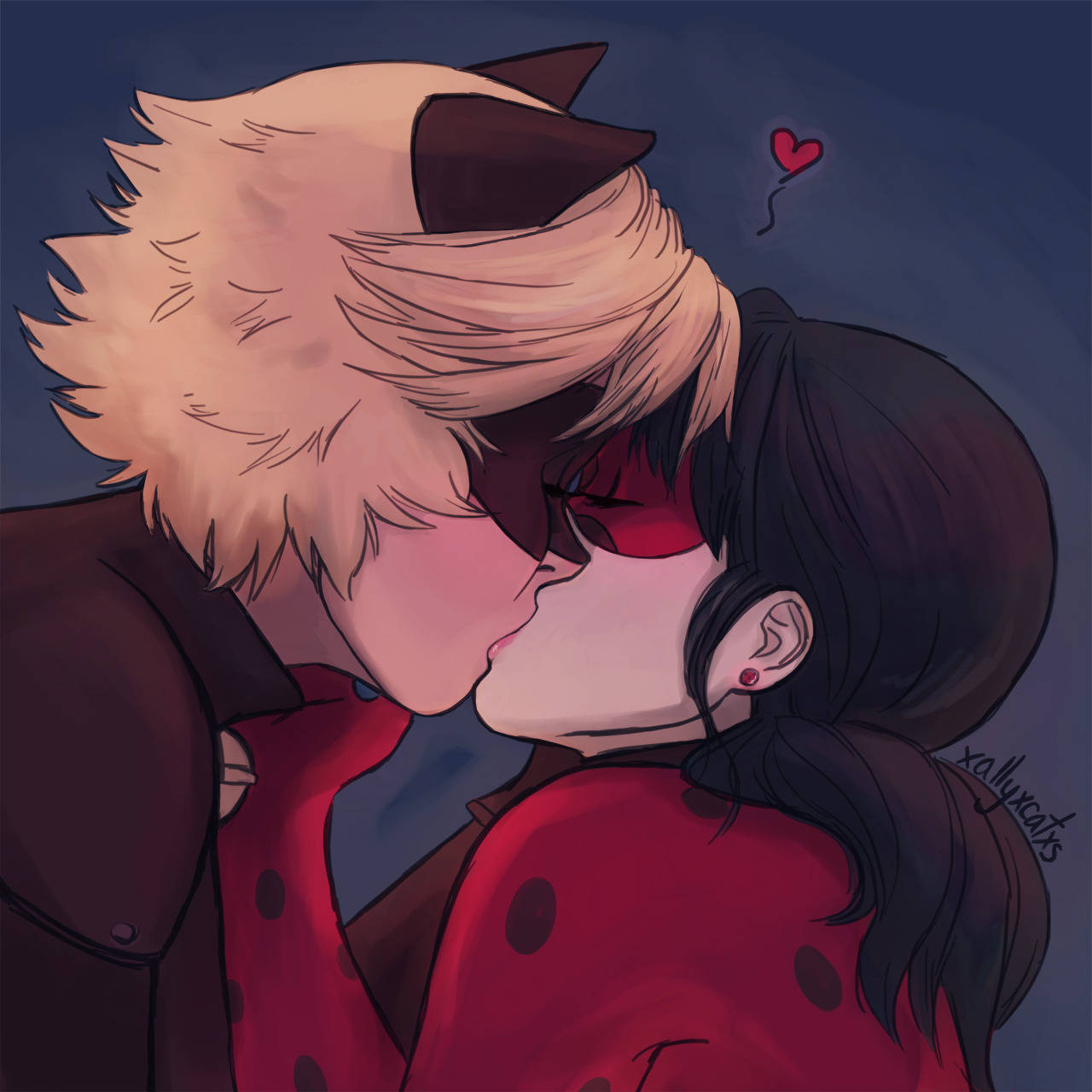 Romantic Ladybug And Cat Noir Kiss Background