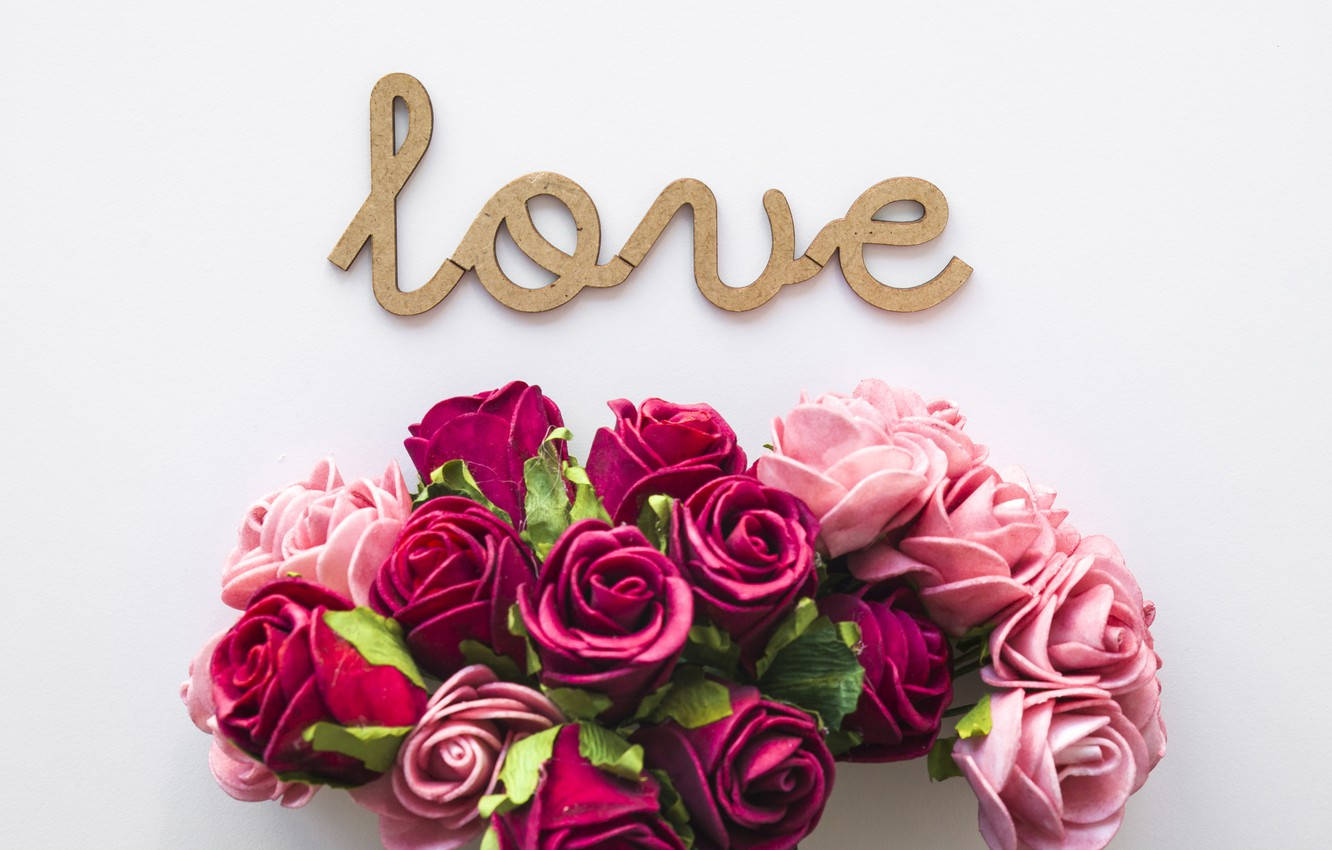 Romantic Love Flowers Cursive Love