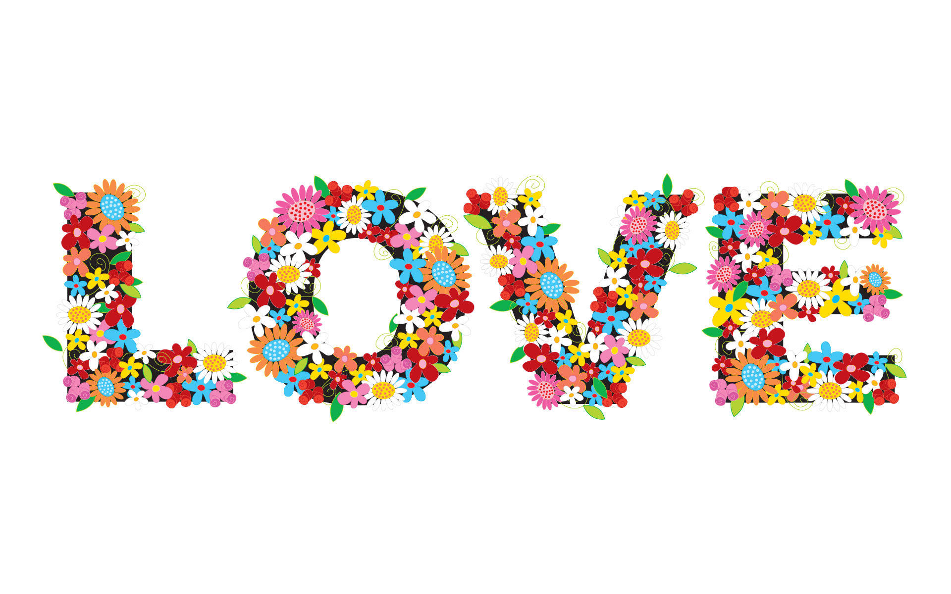 Romantic Love Flowers Letters Background