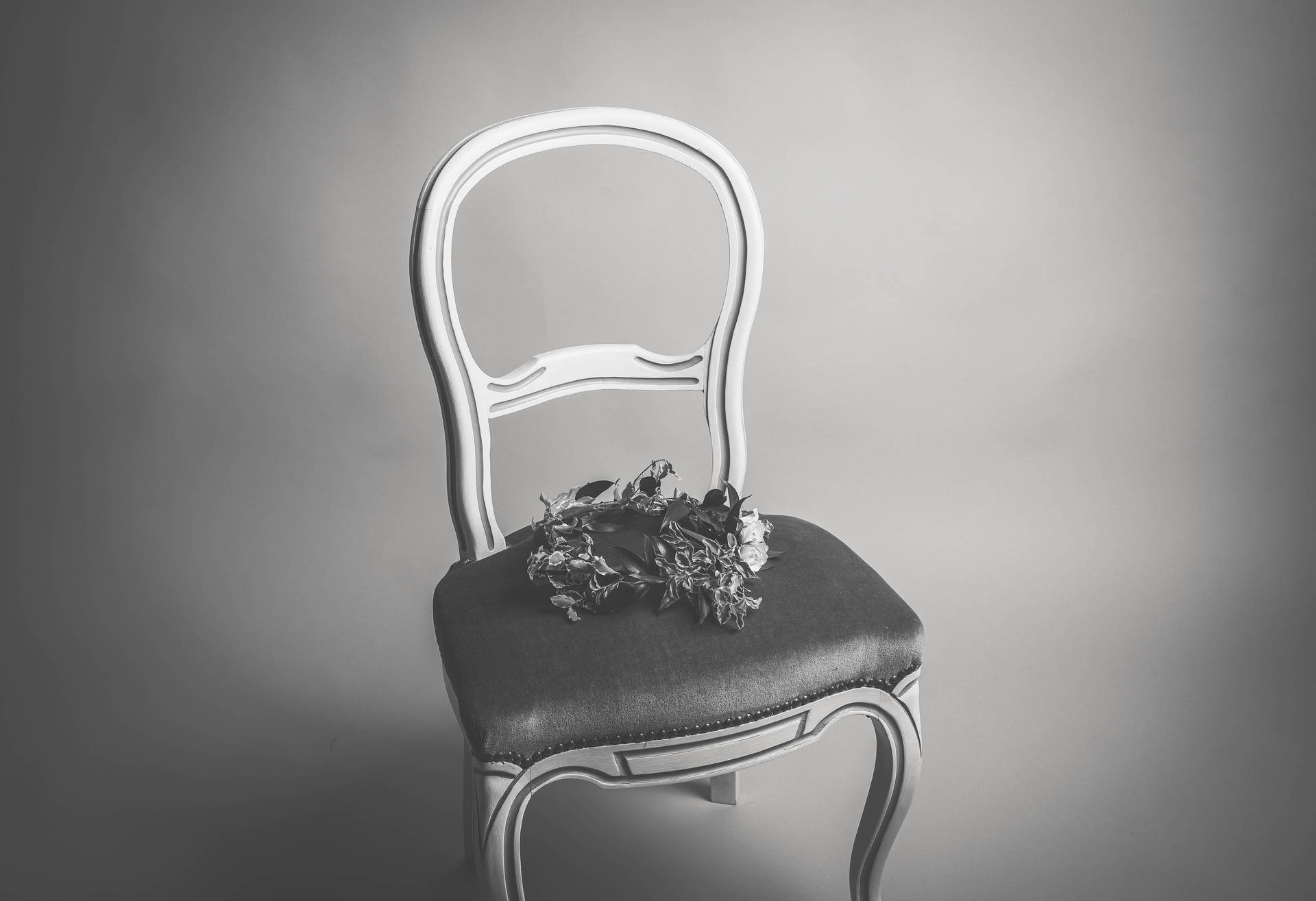 Romantic Love Flowers On A Chair Background