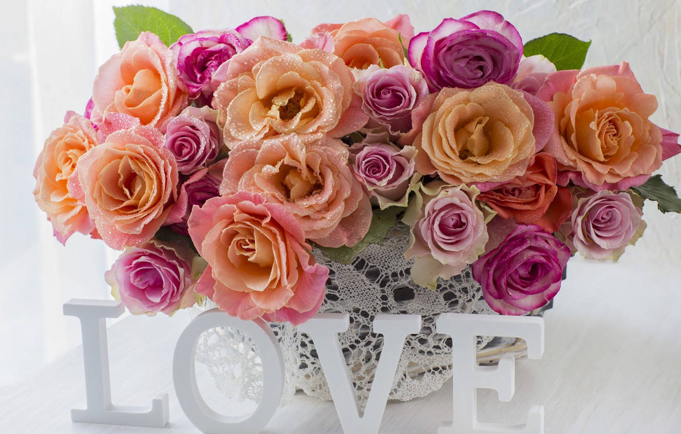 Romantic Love Flowers Pastel Roses