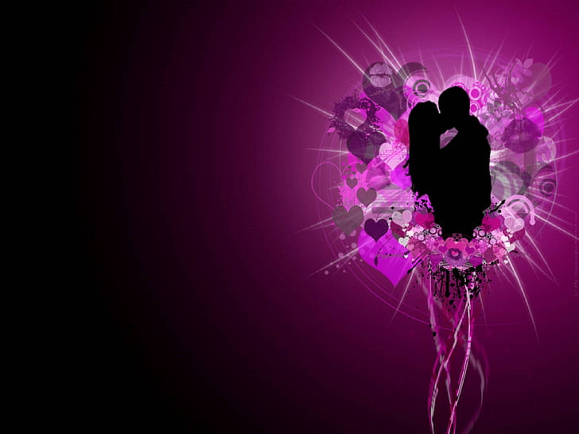 Romantic Love In Purple Background