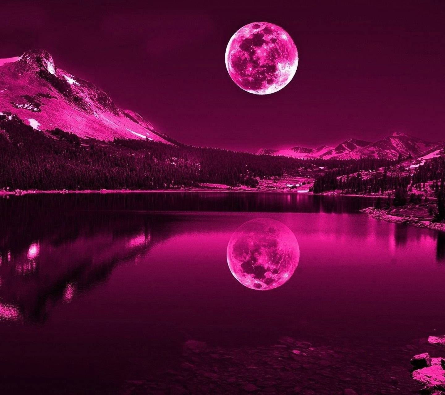 Romantic Neon Moon Background