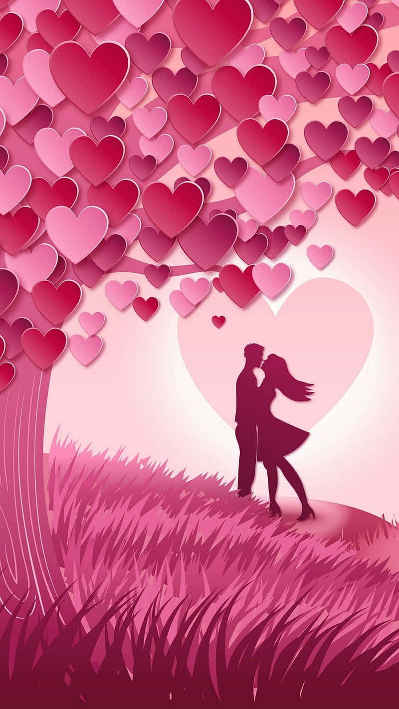 Romantic Pink Hearts Background