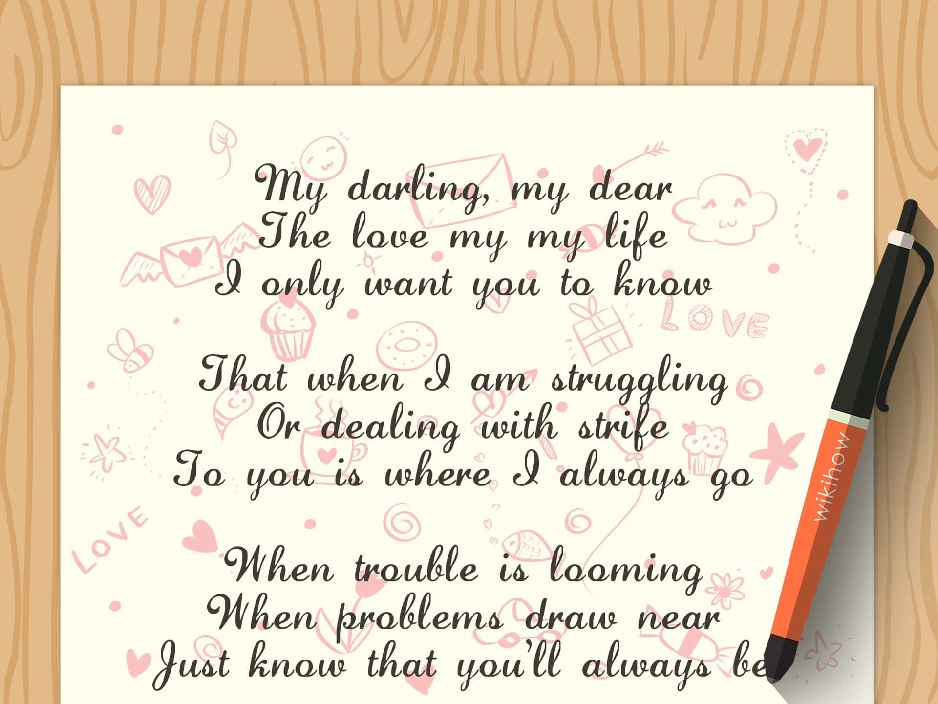 Romantic Poem With A Pen Background