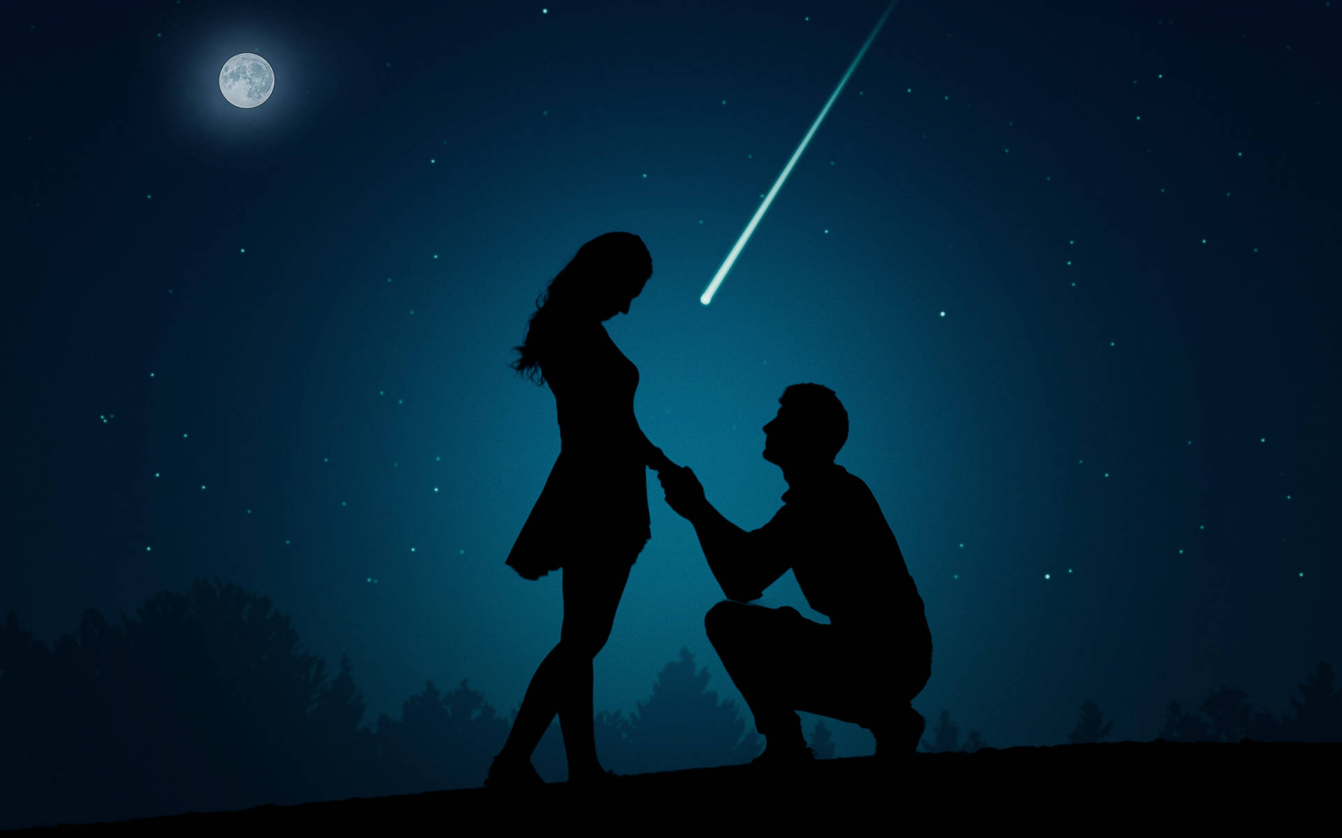 Romantic Proposal Under The Moon Background