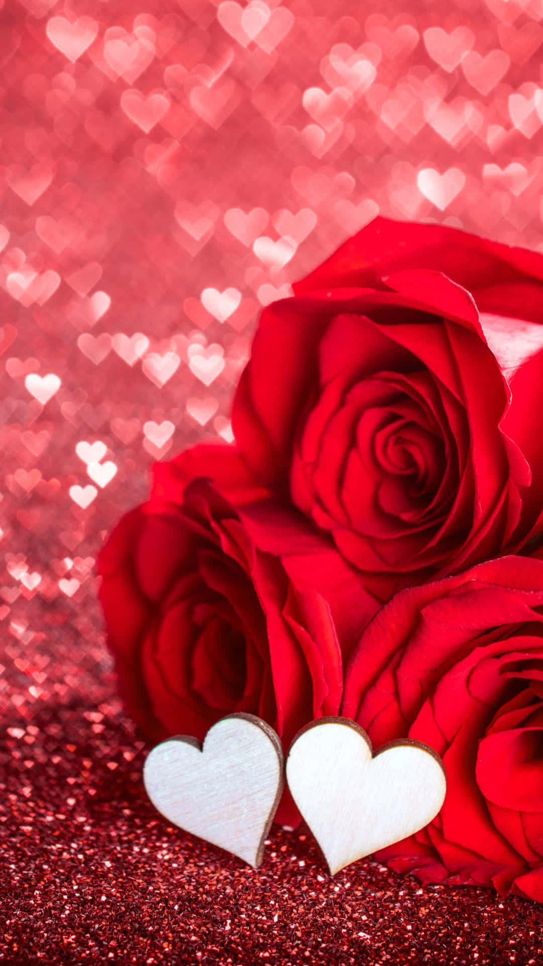 Romantic Red Rose Love Hearts Background Background