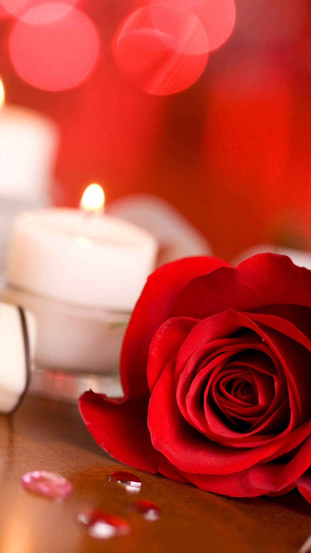 Romantic Rose And Candle Background