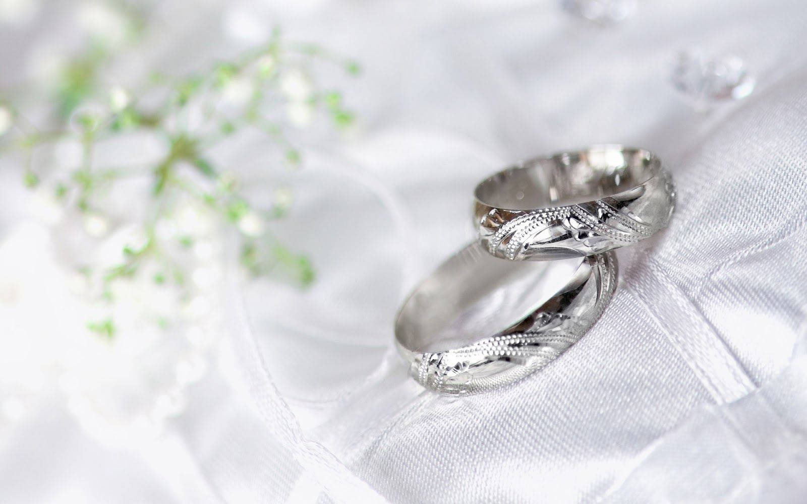 Romantic Silver Wedding Rings Background