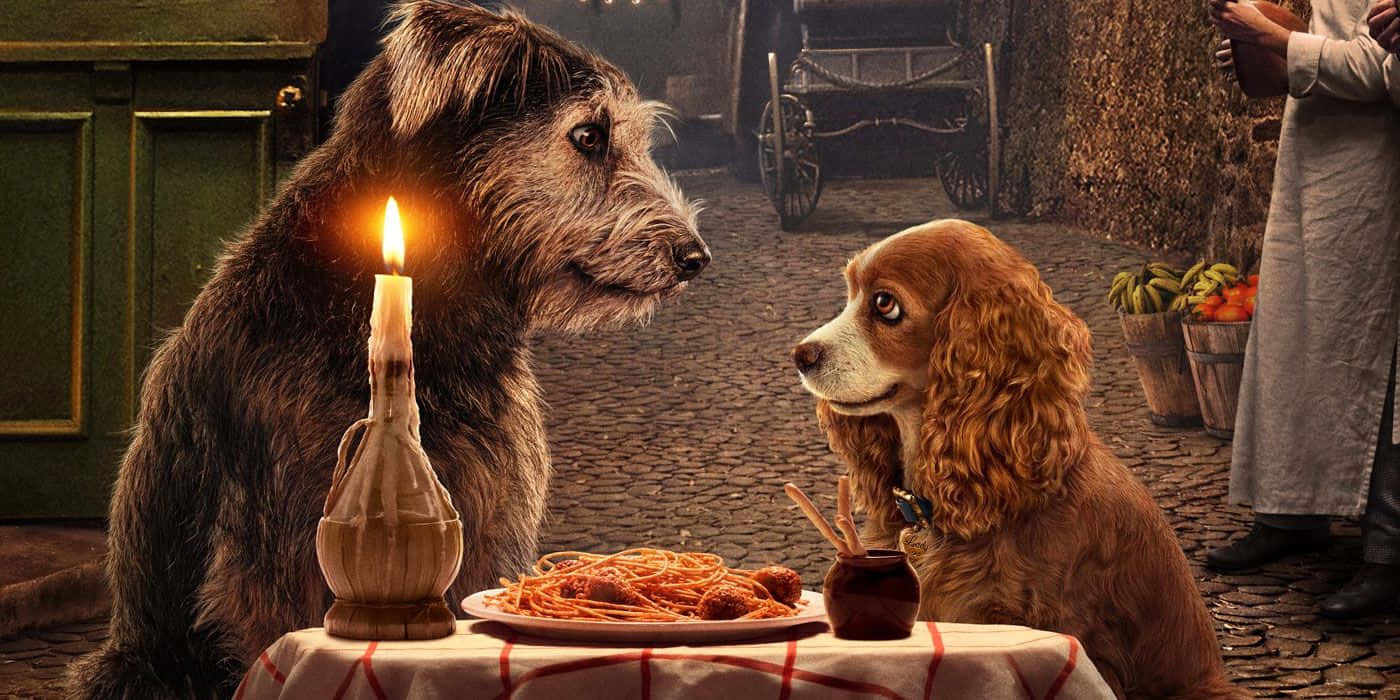 Romantic Spaghetti Dinner Scene From Lady And The Tramp Background
