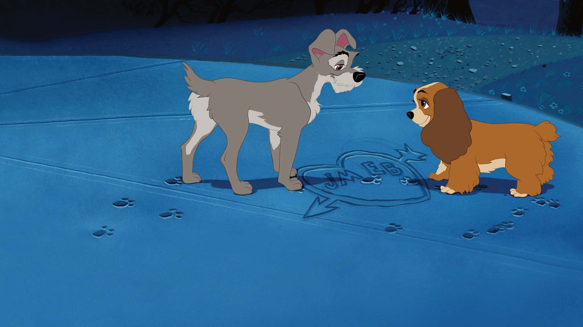 Romantic Spaghetti Dinner Scene From Lady And The Tramp Background