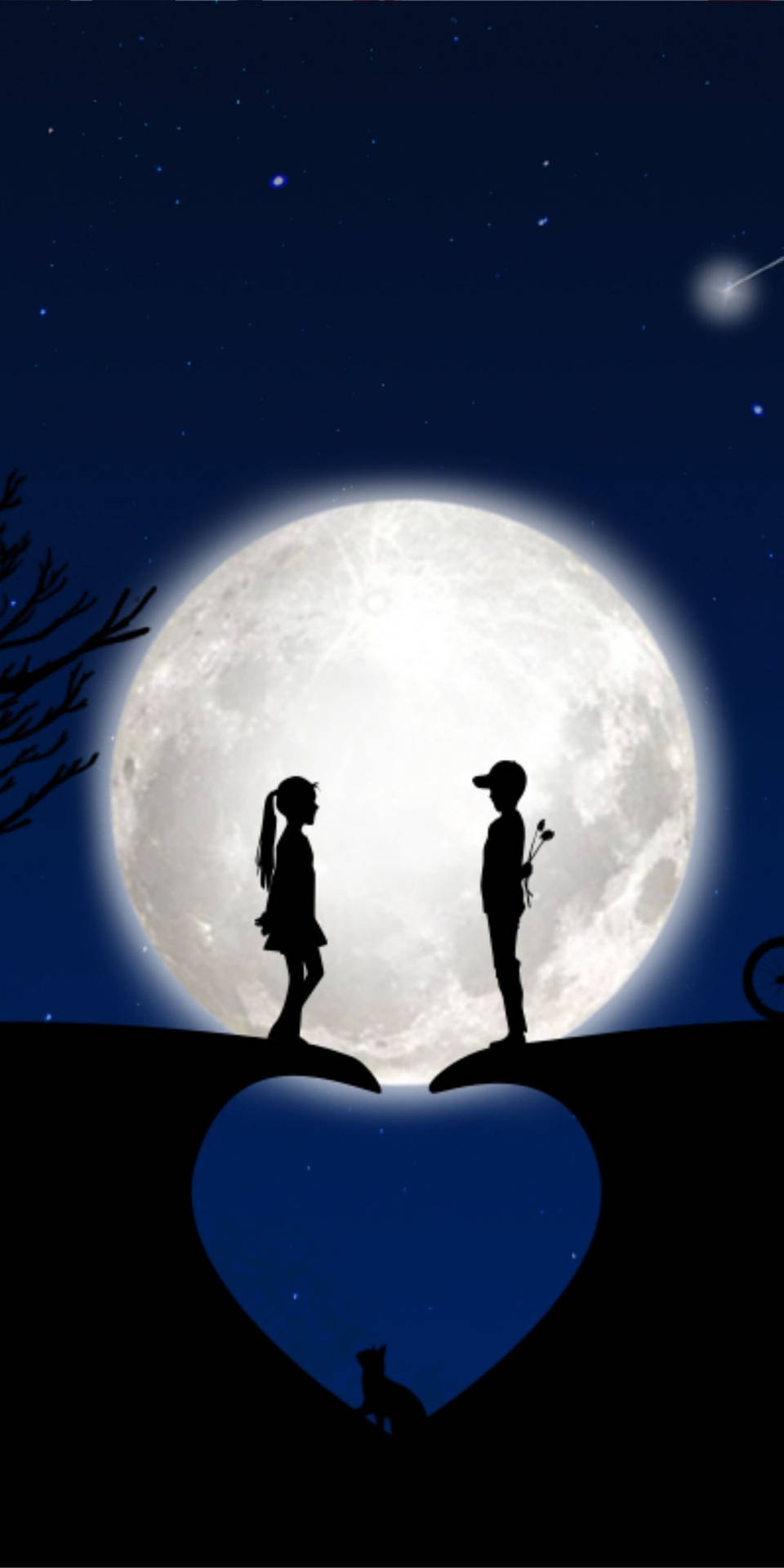 Romantic Young Love And The Moon Background