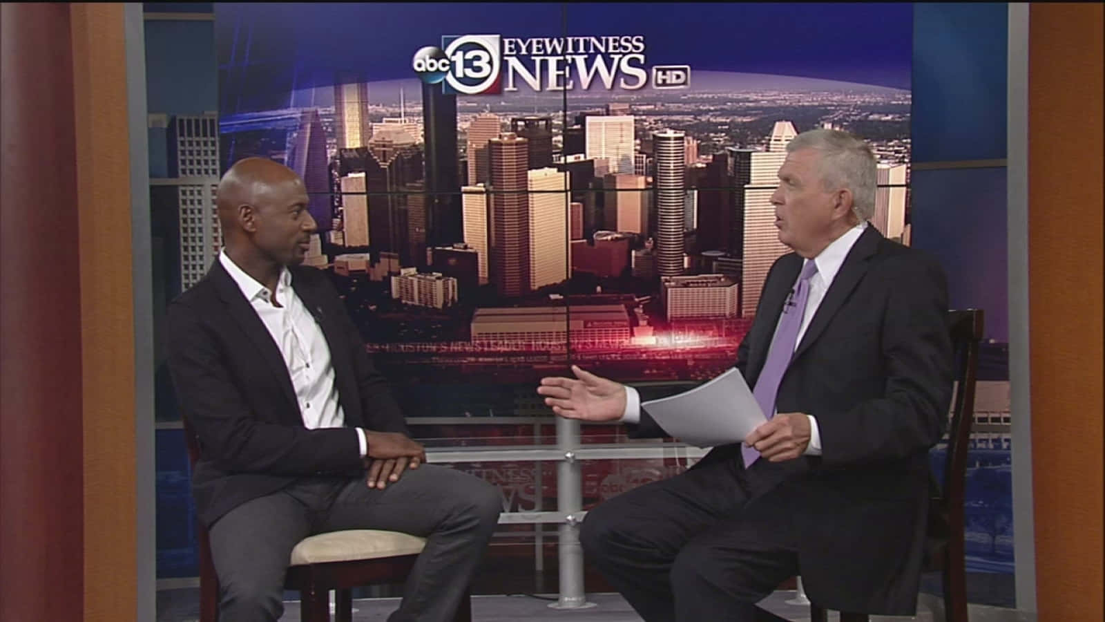 Romany Malco With Don Nelson On Abc 13 Background