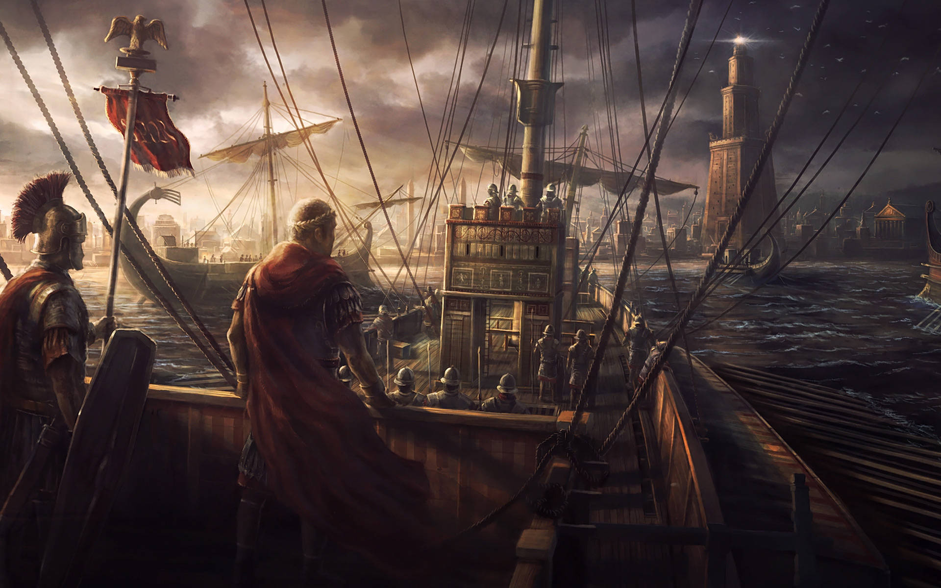 Rome 2 Total War Caesar On Boat Background