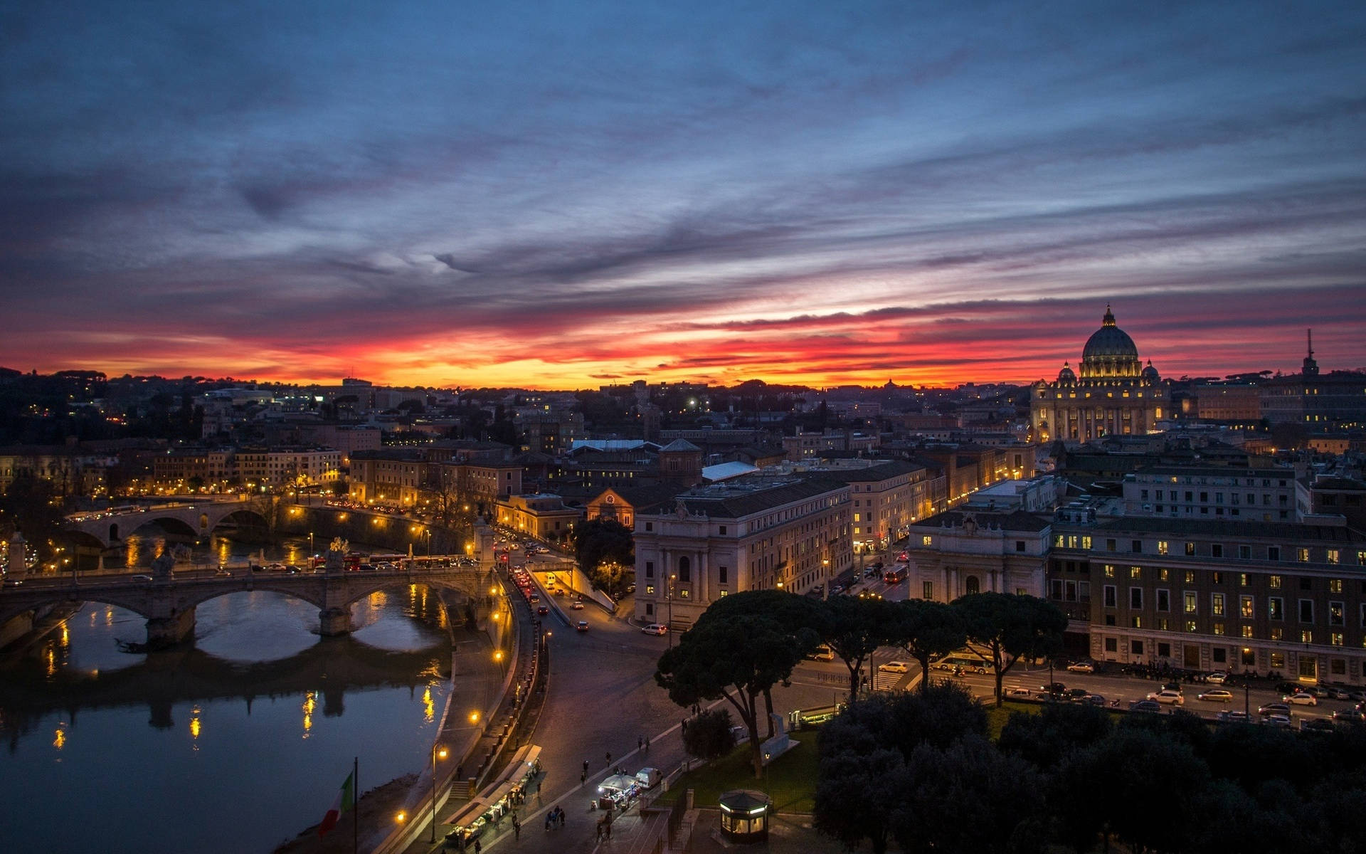 Rome City Lights Background