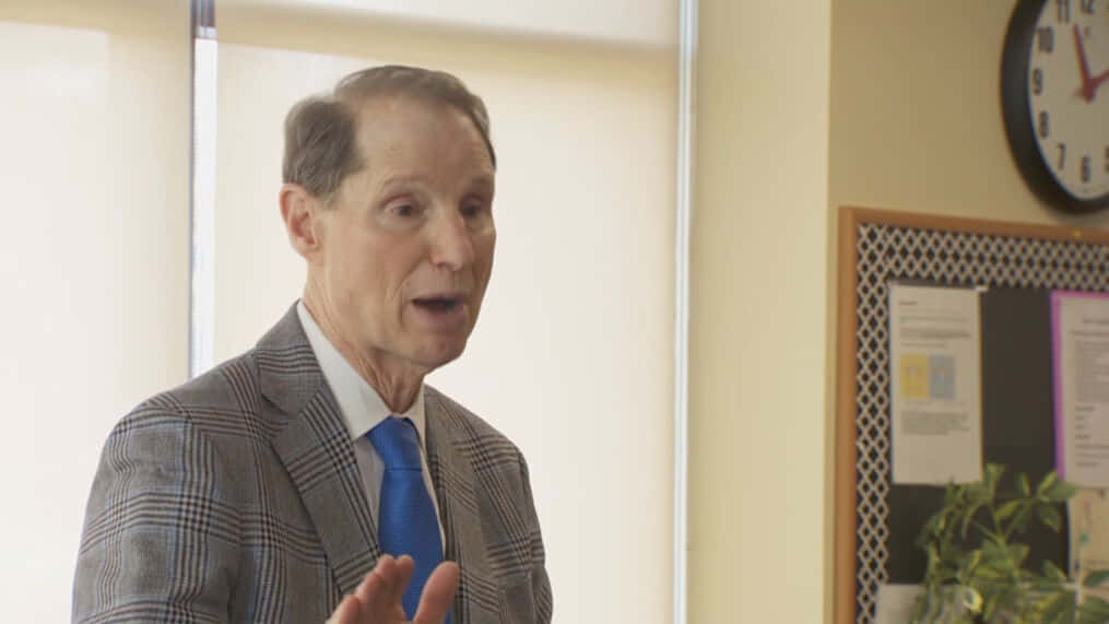 Ron Wyden In Plaid Suit Background
