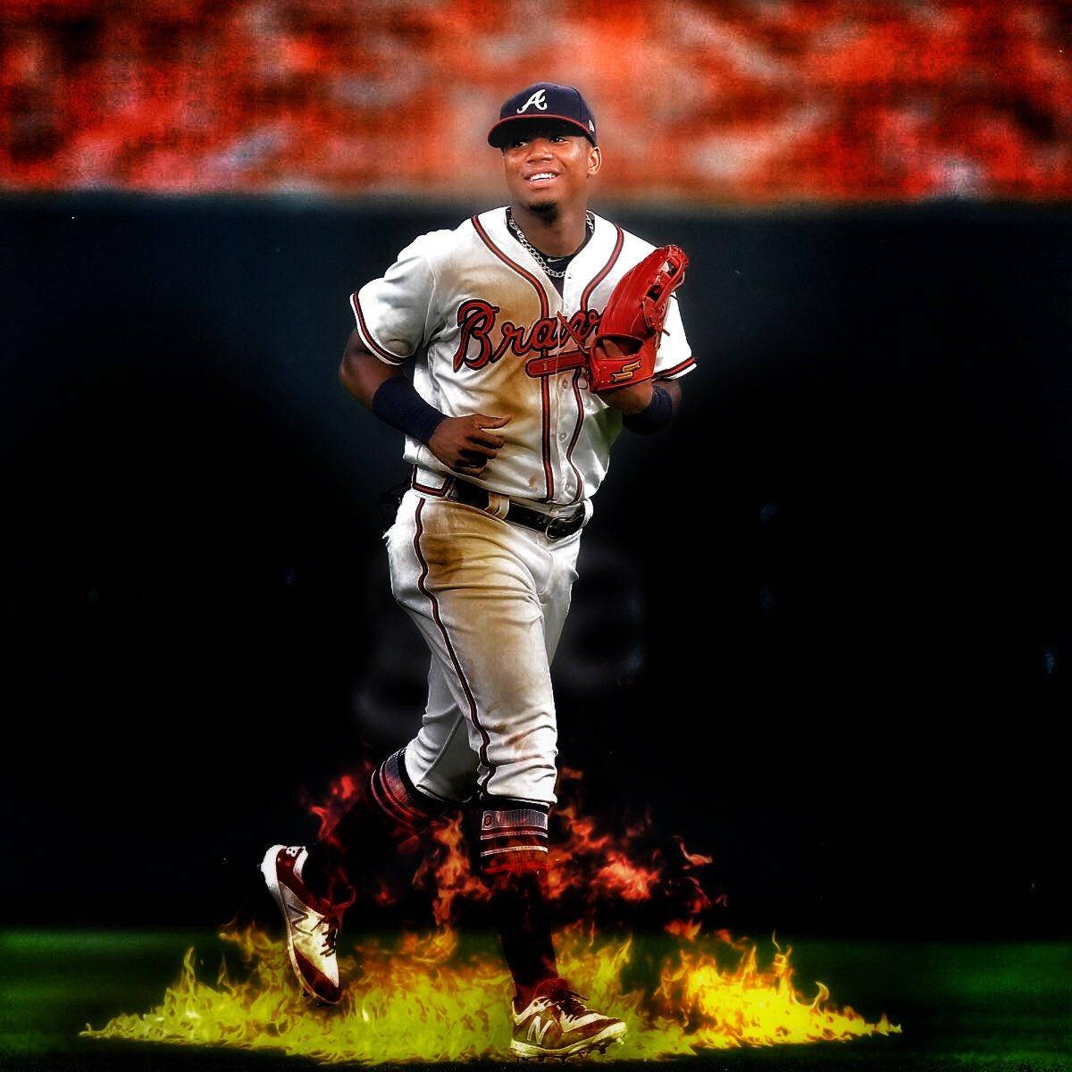 Ronald Acuna Jr. On Fire Background