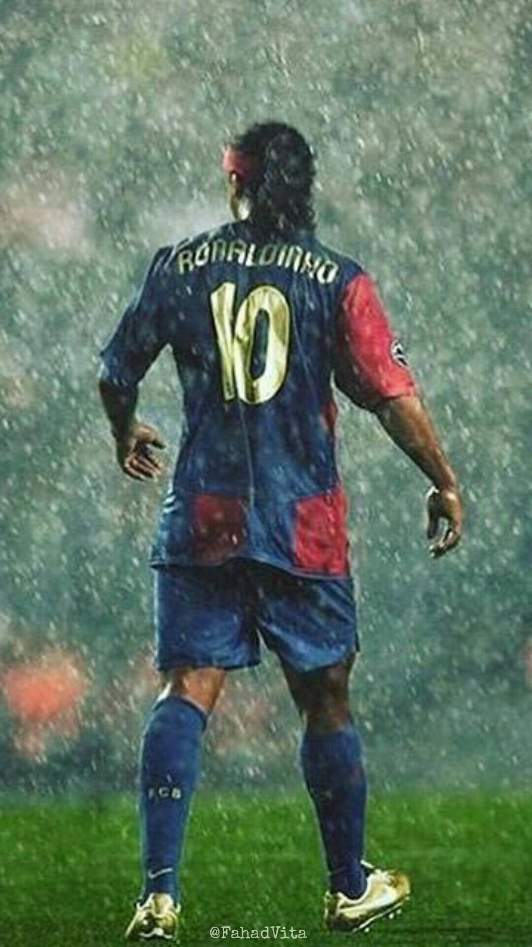 Ronaldinho In Action During The Football Match Background