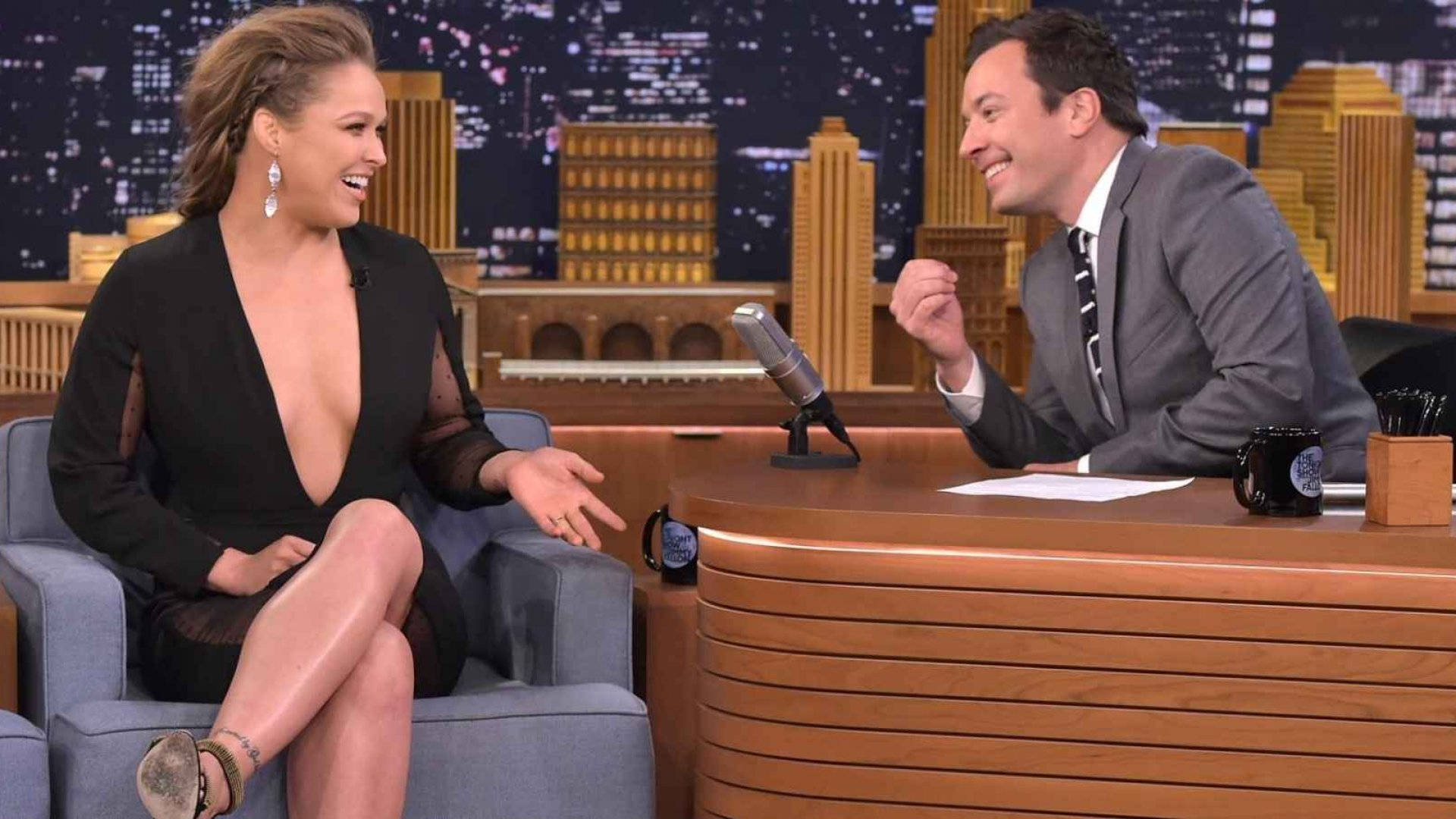 Ronda Rousey And Jimmy Fallon Background