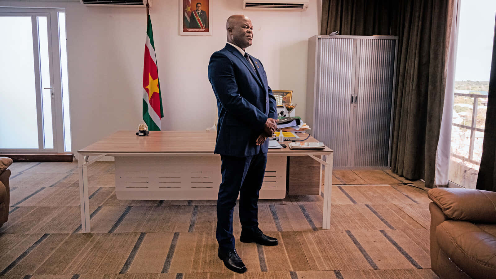 Ronnie Brunswijk At His Office In Paramaribo Background