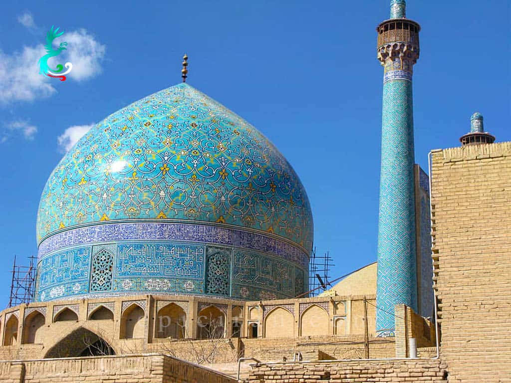 Roofing Design Of Shah Mosque With Bright Sky Background