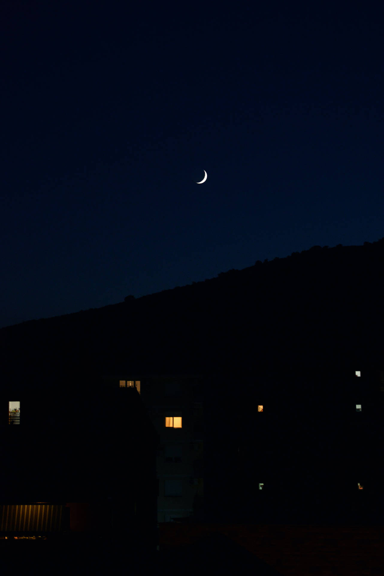 Room Lights Under Crescent Moon Background