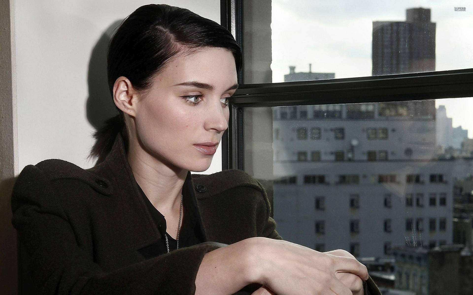 Rooney Mara Gazing Outdoor Background