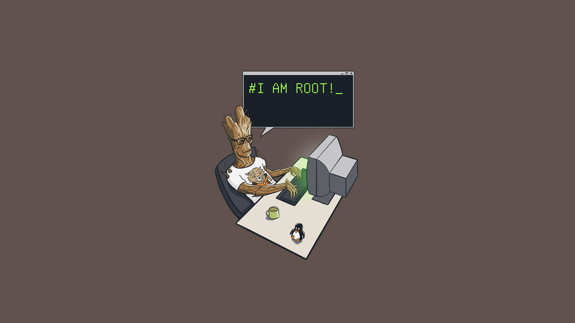 Root Groot Funny Desktop Background