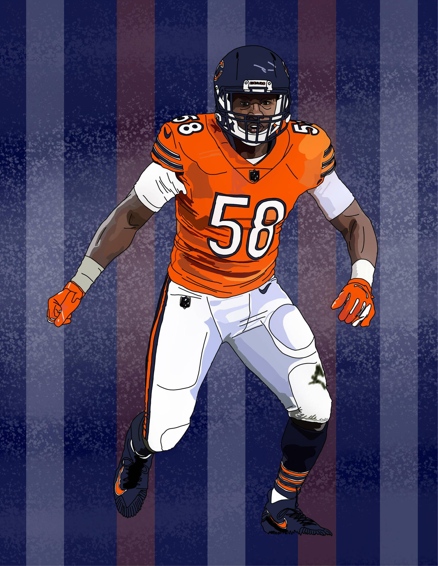 Roquan Smith Art Blue Orange Background Background