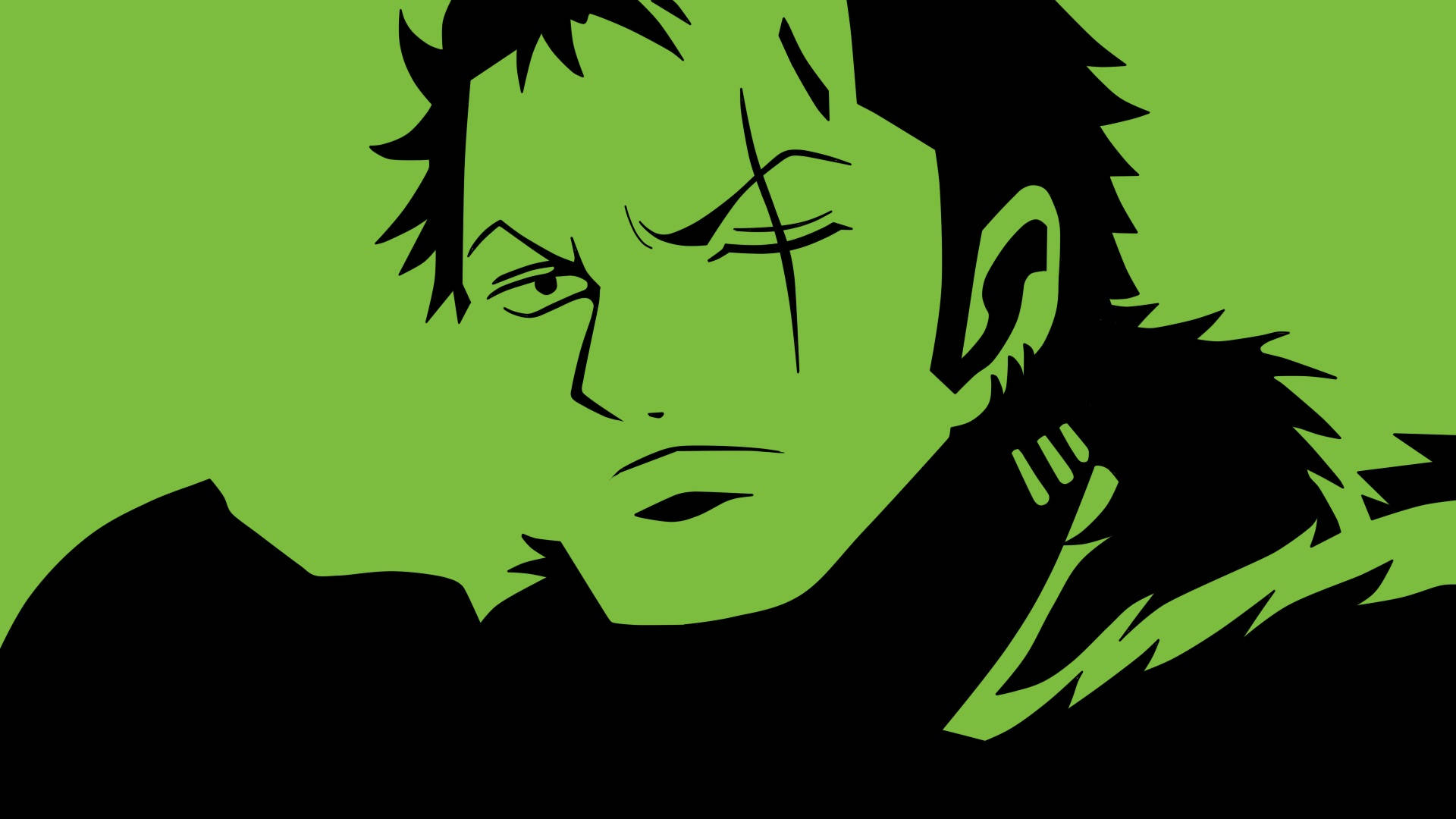 Roronao Zoro Hd Stencil Art Green Backgrounf Background