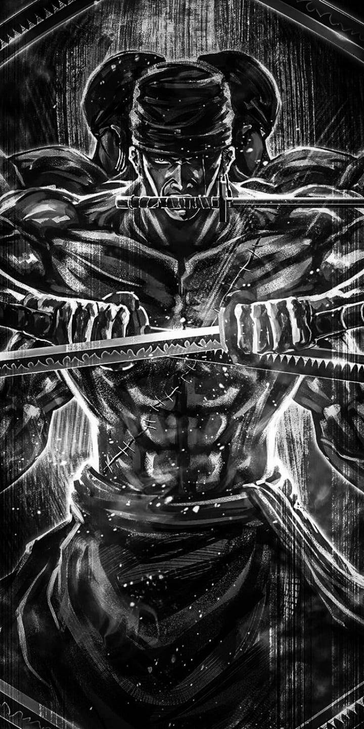 Roronoa Zoro Anime Black And White Iphone