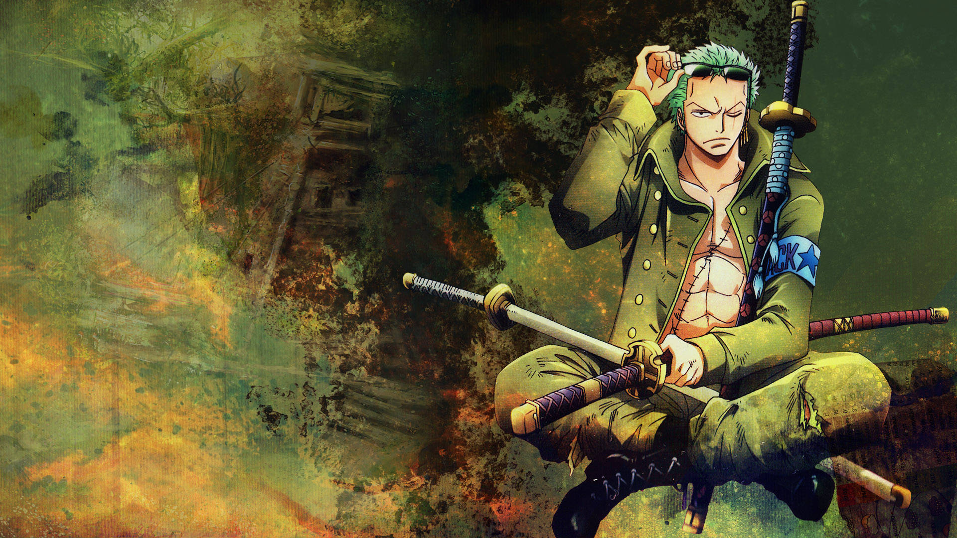 Roronoa Zoro In Green Outfit Background