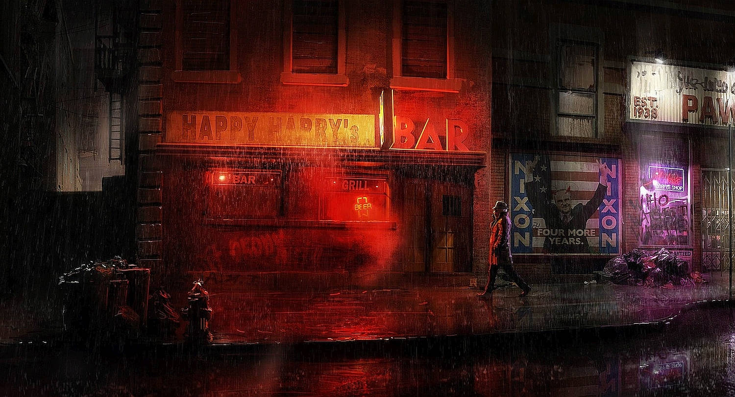 Rorschach Standing Alone In The Streets Of Watchmen Background