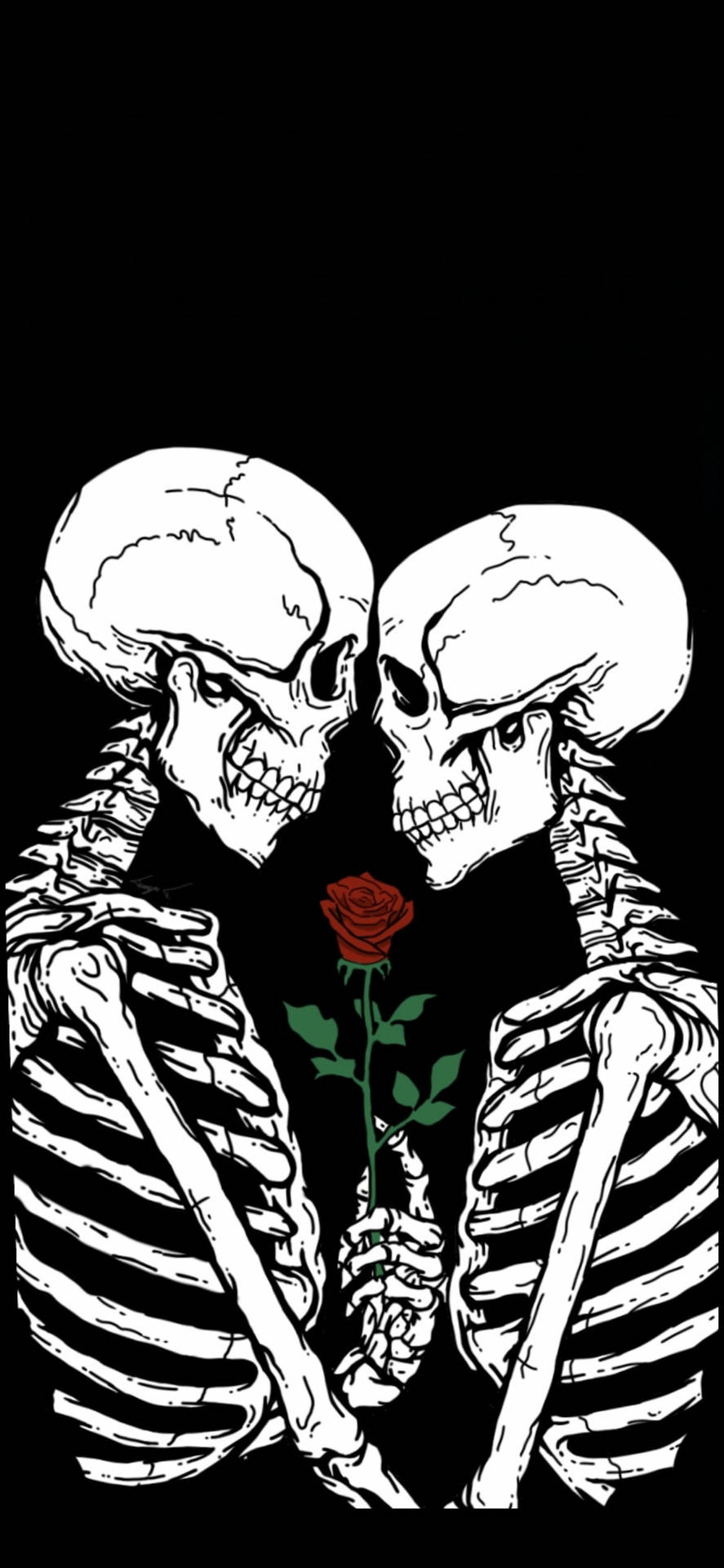 Rose Between Skeleton Love Background