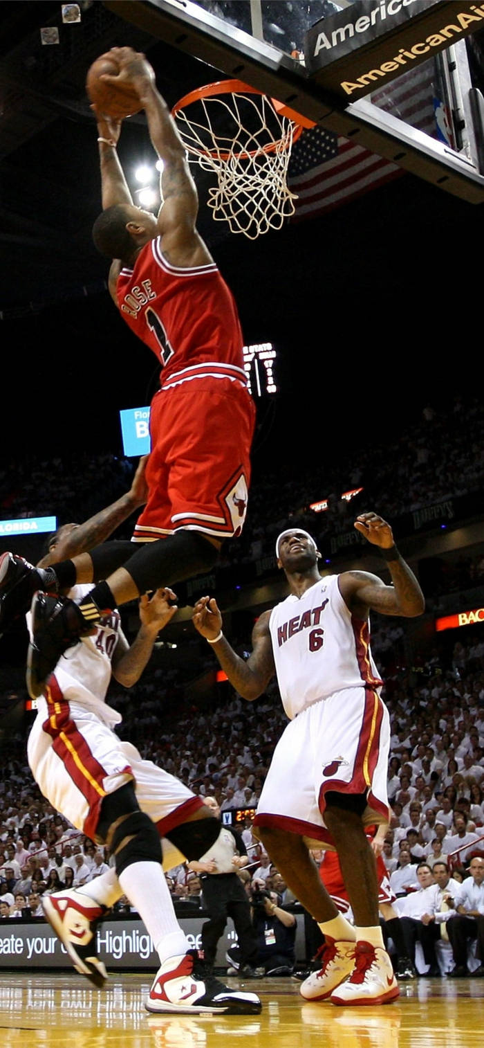 Rose Dunking Cool Basketball Iphone Background