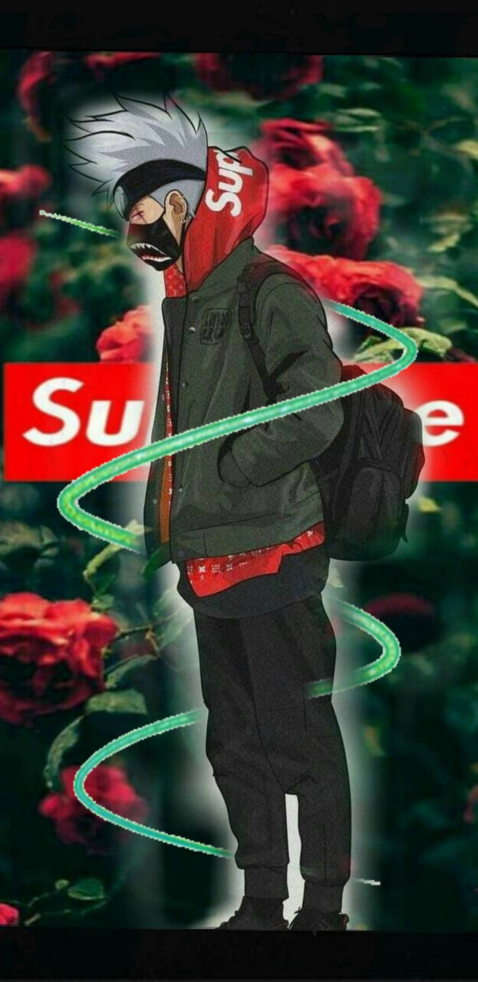 Rose Garden Behind Kakashi Hatake Supreme Background