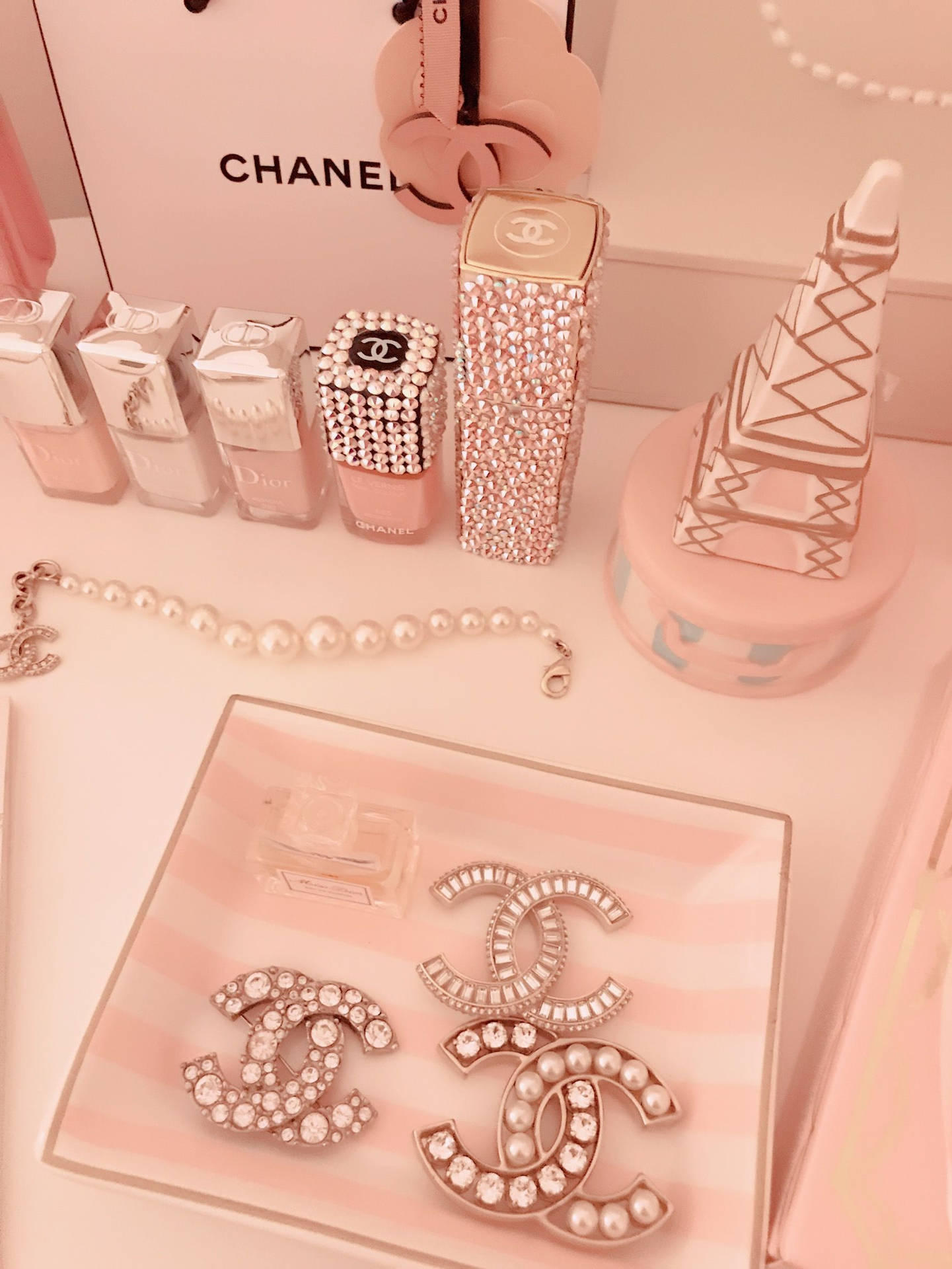 Rose Gold Aesthetic Chanel Background