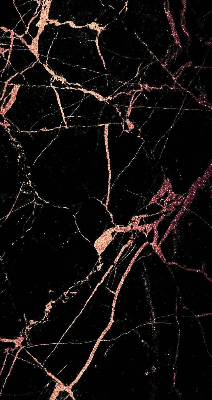 Rose Gold And Black Marble Iphone Background