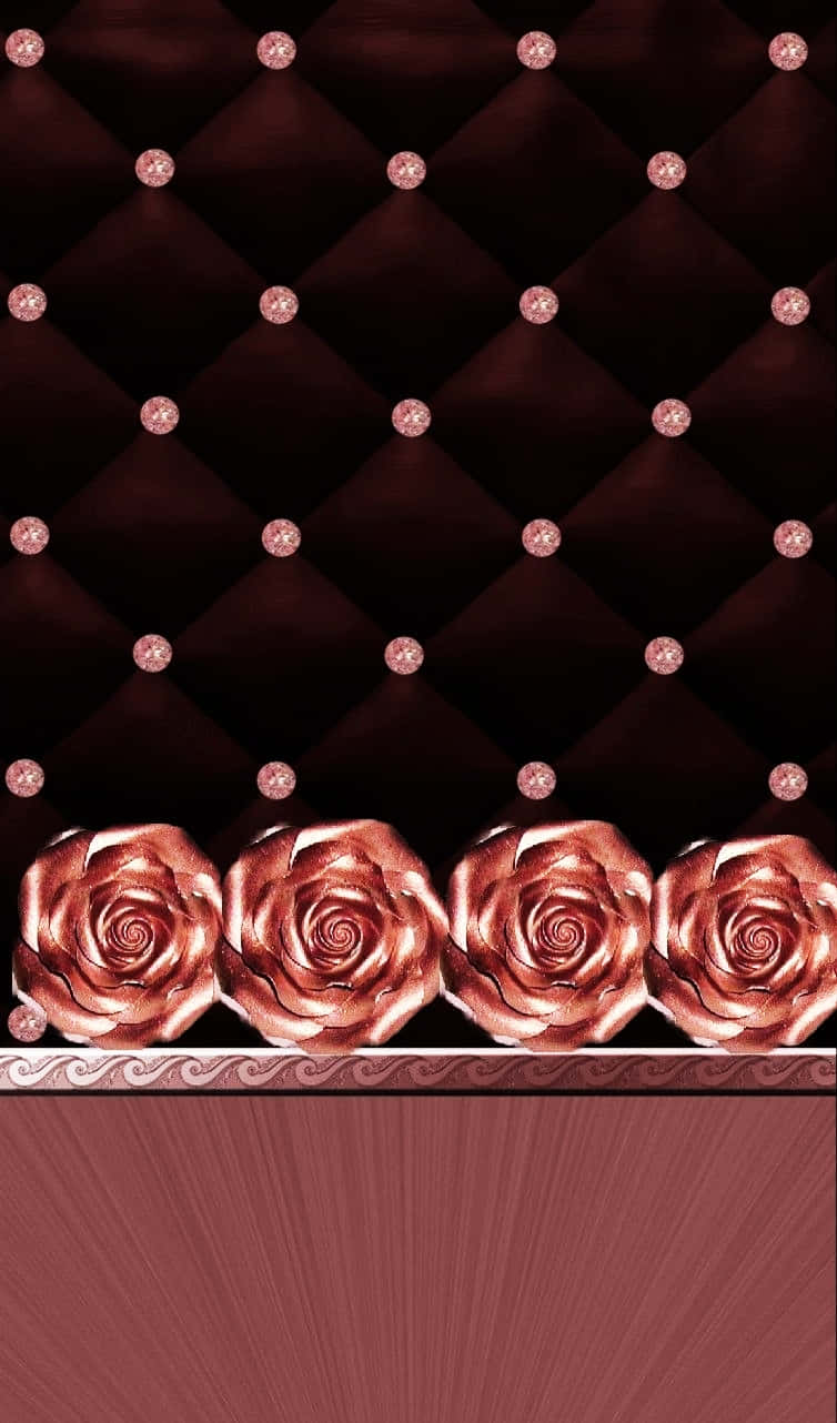 Rose Gold And Black Roses On Cushions Background