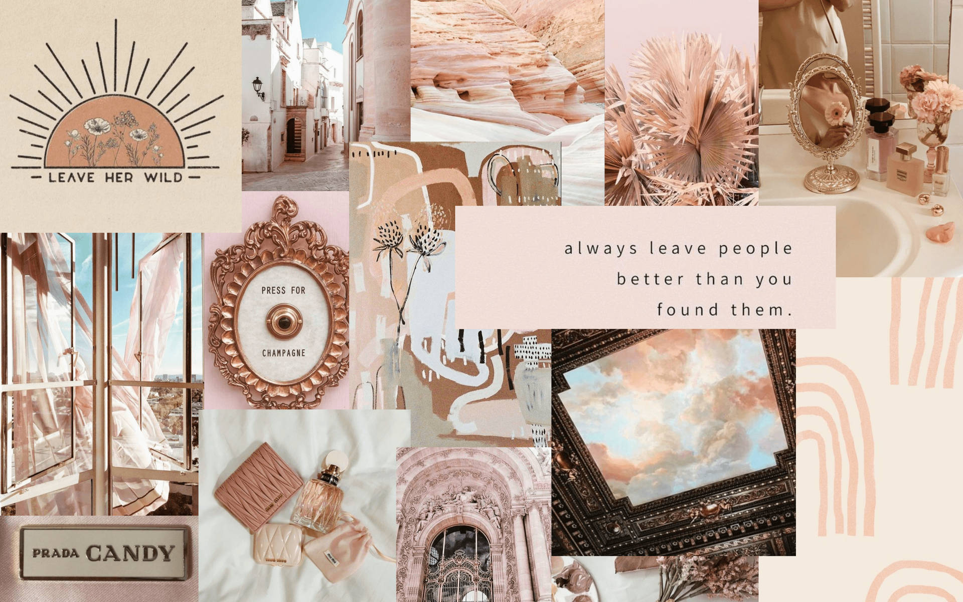 Rose Gold And Cream Collage Neutral Background Background