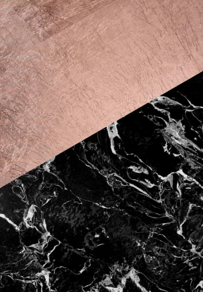 Rose Gold Black Marble Asymmetry Background