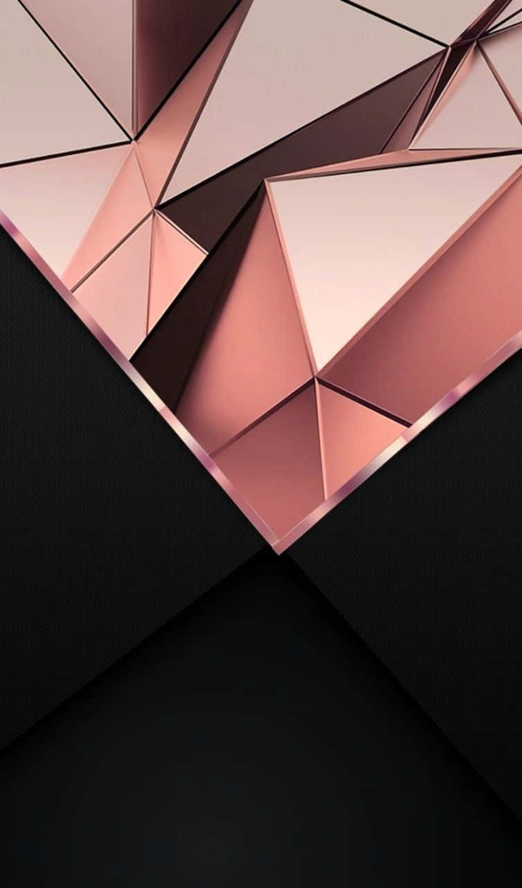 Rose Gold Black Marble Geometric Folds Background