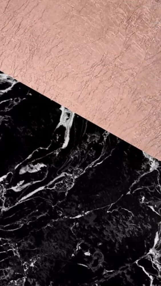 Rose Gold Black Marble Slanted Pattern