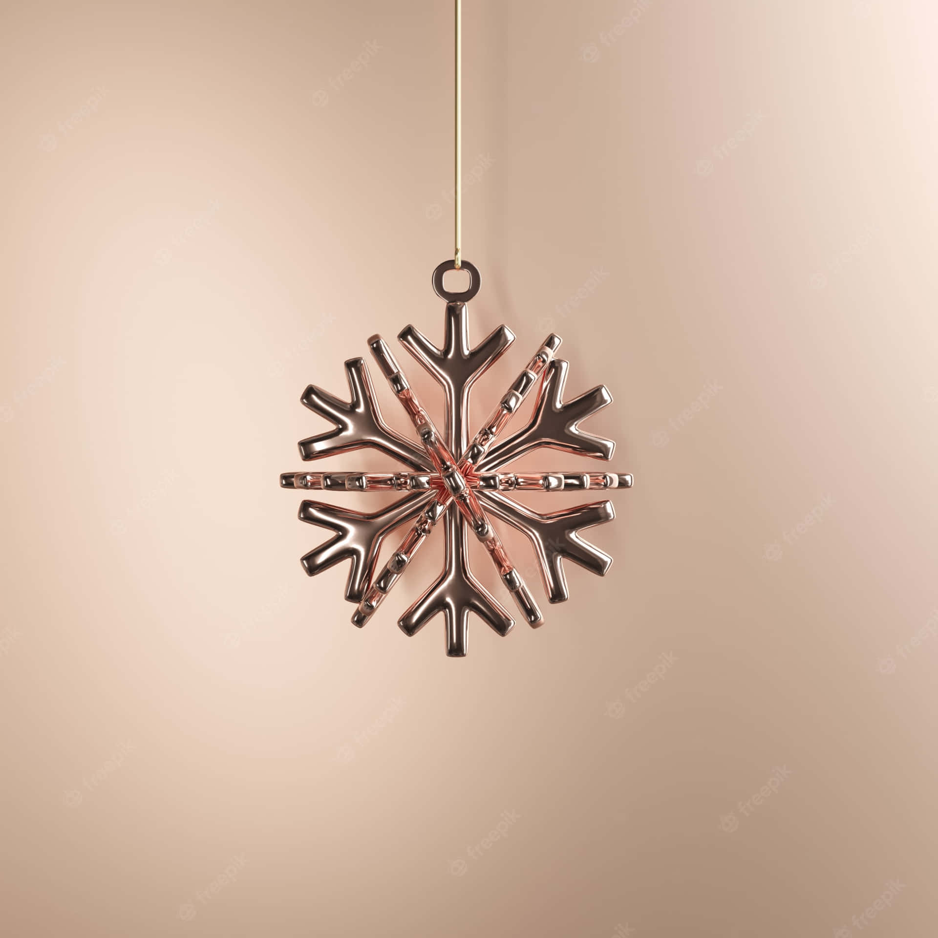 Rose Gold Christmas Snowflakes Background