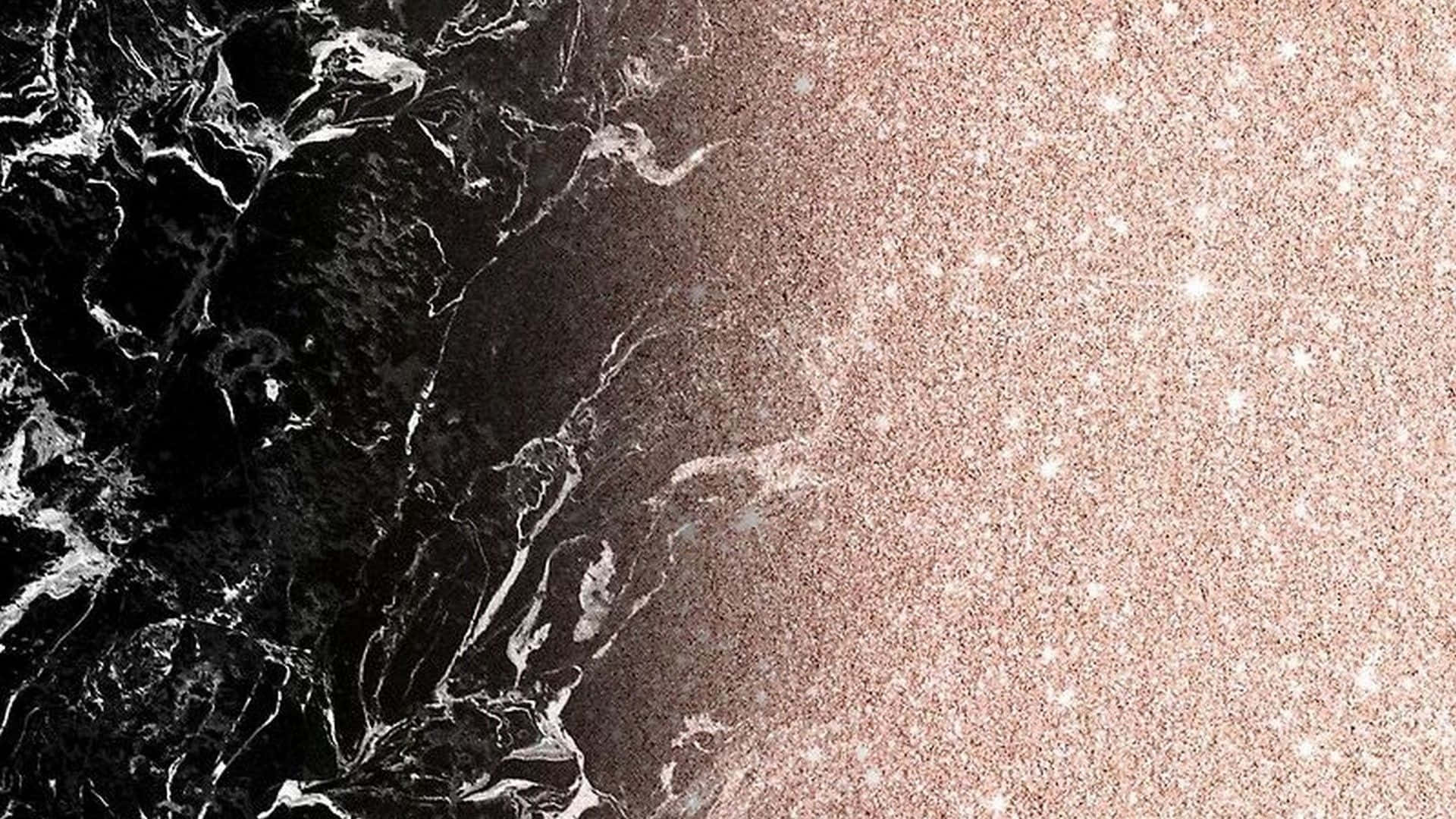 Rose Gold Desktop With Black Marble Background