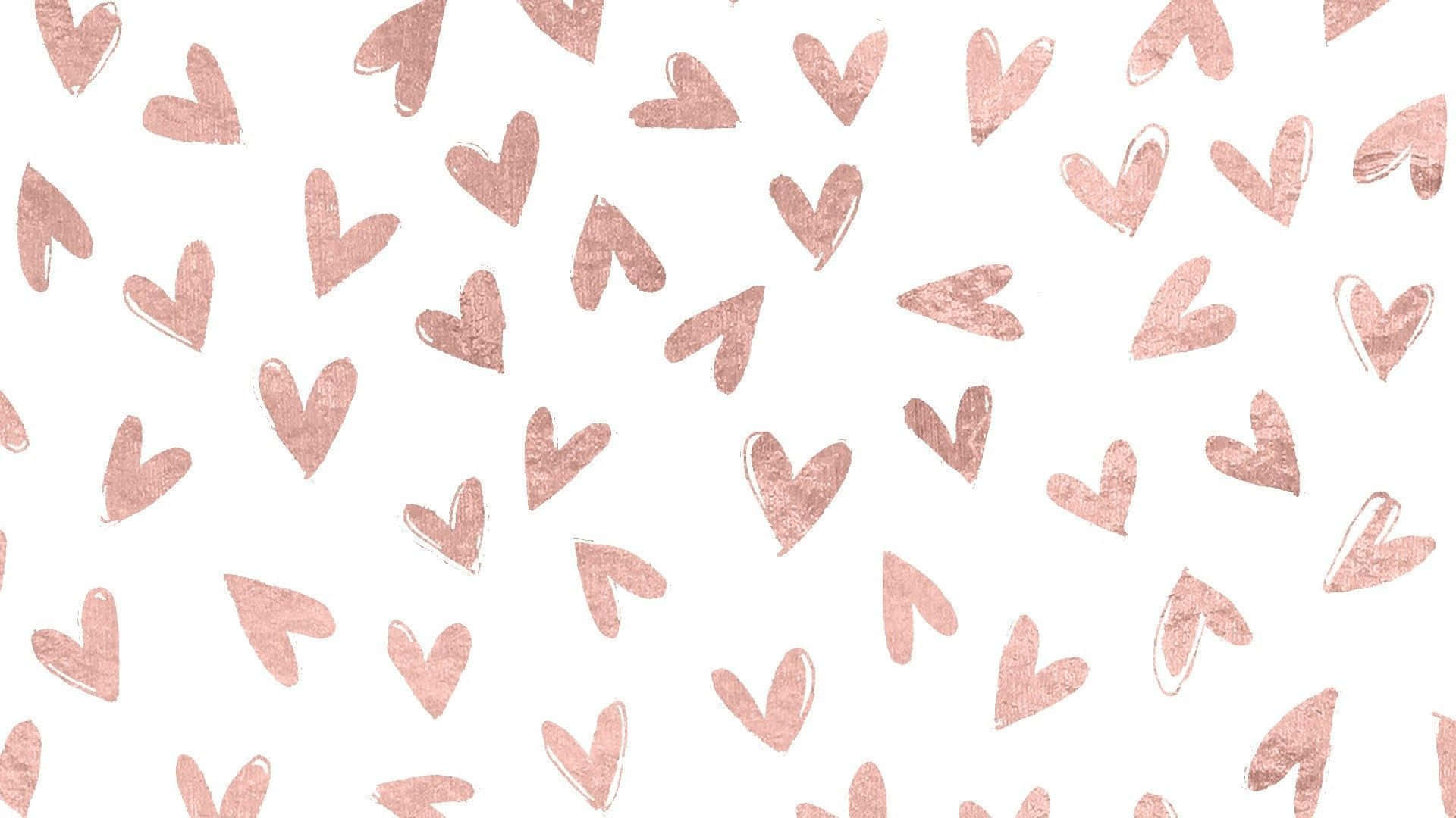 Rose Gold Desktop With Hearts