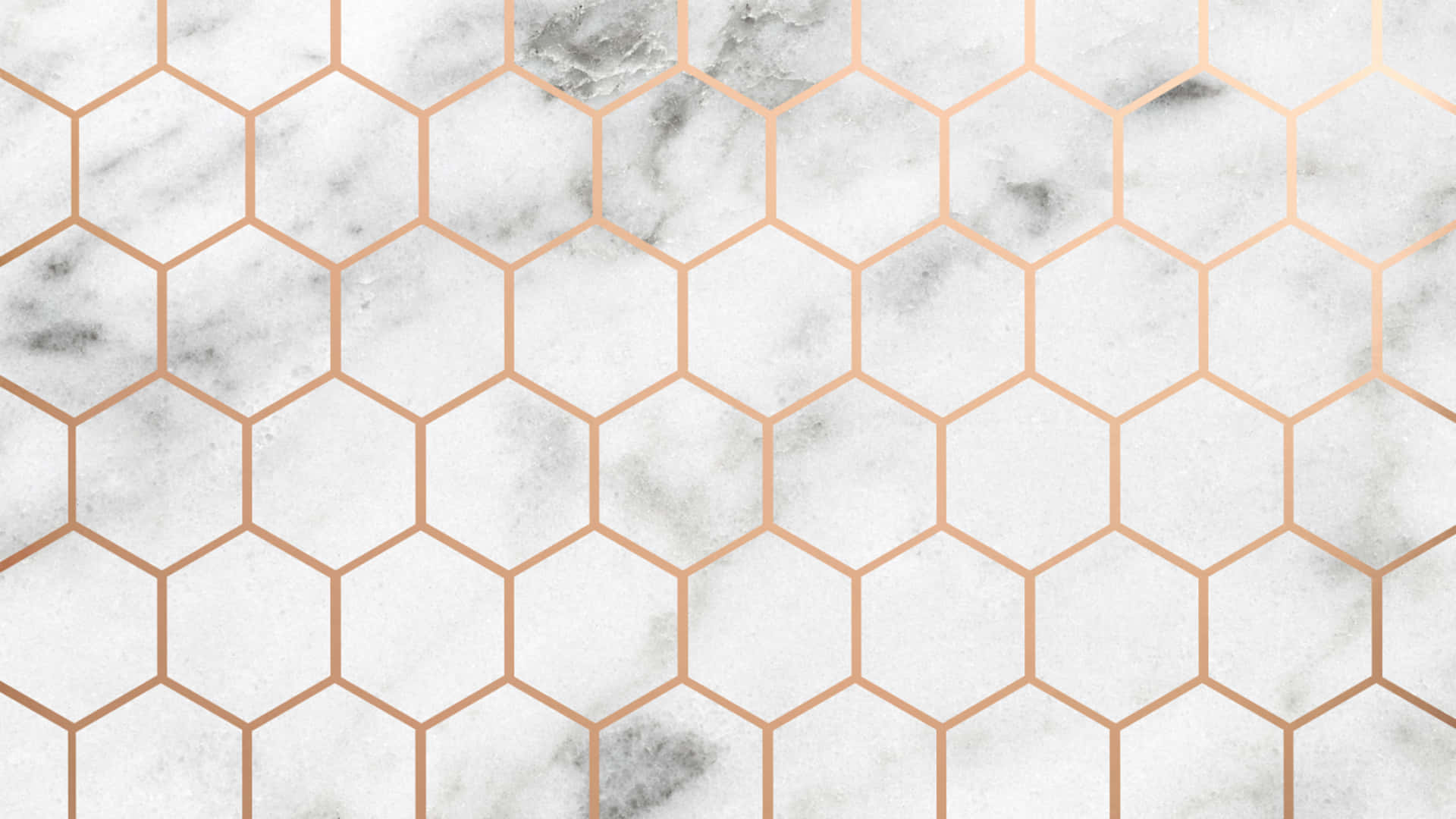 Rose Gold Desktop With Hexagon Patterns Background