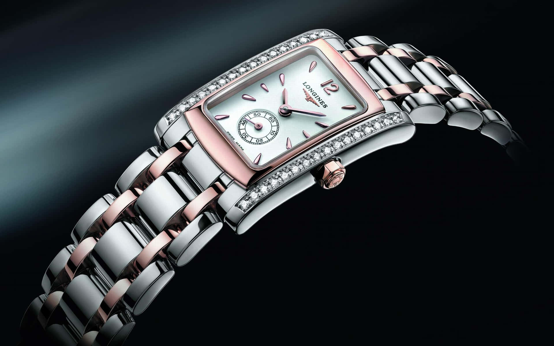 Rose Gold Dial Of Longines Women's Dolcevita Background